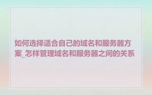 如何选择适合自己的域名和服务器方案_怎样管理域名和服务器之间的关系
