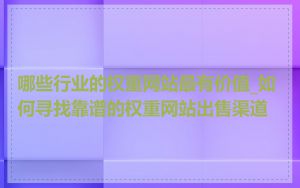 哪些行业的权重网站最有价值_如何寻找靠谱的权重网站出售渠道