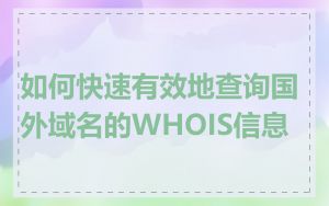 如何快速有效地查询国外域名的WHOIS信息