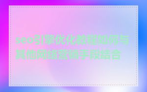 seo引擎优化教程如何与其他网络营销手段结合