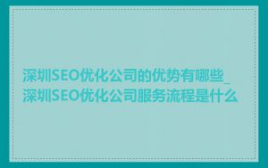 深圳SEO优化公司的优势有哪些_深圳SEO优化公司服务流程是什么
