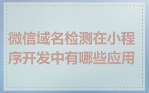微信域名检测在小程序开发中有哪些应用