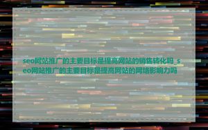 seo网站推广的主要目标是提高网站的销售转化吗_seo网站推广的主要目标是提高网站的网络影响力吗