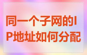 同一个子网的IP地址如何分配