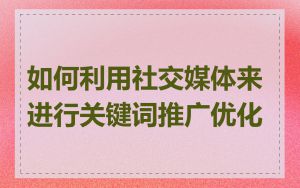 如何利用社交媒体来进行关键词推广优化