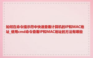 如何在命令提示符中快速查看计算机的IP和MAC地址_使用cmd命令查看IP和MAC地址的方法有哪些