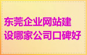 东莞企业网站建设哪家公司口碑好