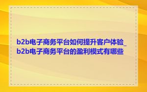 b2b电子商务平台如何提升客户体验_b2b电子商务平台的盈利模式有哪些