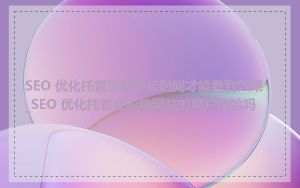 SEO 优化托管需要多长时间才能看到效果_SEO 优化托管会影响网站的用户体验吗