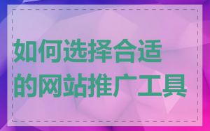 如何选择合适的网站推广工具