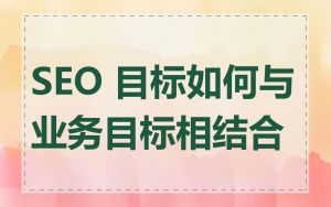 SEO 目标如何与业务目标相结合