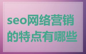 seo网络营销的特点有哪些