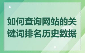 如何查询网站的关键词排名历史数据