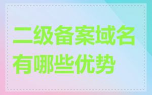 二级备案域名有哪些优势