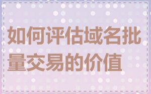 如何评估域名批量交易的价值