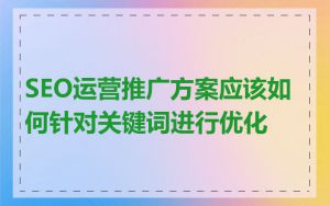 SEO运营推广方案应该如何针对关键词进行优化