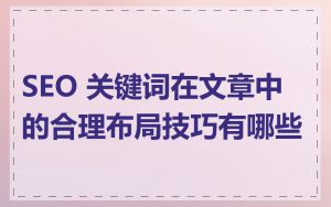 SEO 关键词在文章中的合理布局技巧有哪些