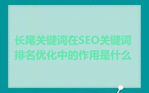 长尾关键词在SEO关键词排名优化中的作用是什么