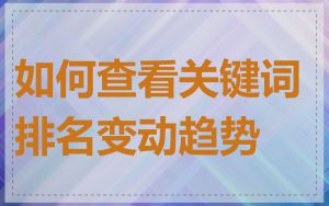 如何查看关键词排名变动趋势