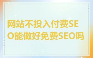 网站不投入付费SEO能做好免费SEO吗