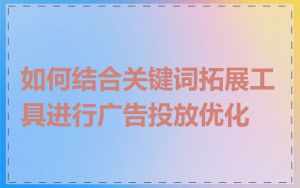 如何结合关键词拓展工具进行广告投放优化