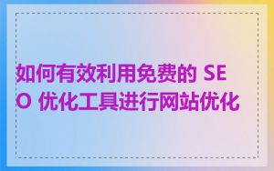 如何有效利用免费的 SEO 优化工具进行网站优化