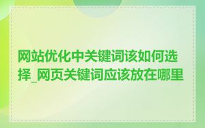 网站优化中关键词该如何选择_网页关键词应该放在哪里