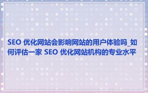 SEO 优化网站会影响网站的用户体验吗_如何评估一家 SEO 优化网站机构的专业水平