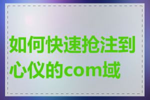 如何快速抢注到心仪的com域名