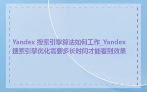 Yandex 搜索引擎算法如何工作_Yandex 搜索引擎优化需要多长时间才能看到效果