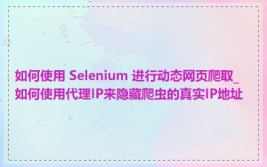 如何使用 Selenium 进行动态网页爬取_如何使用代理IP来隐藏爬虫的真实IP地址