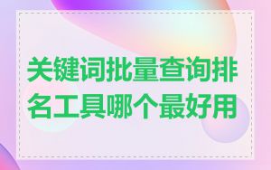 关键词批量查询排名工具哪个最好用