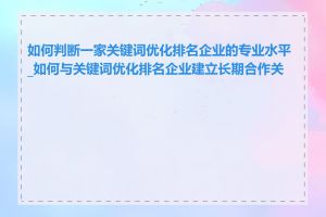 如何判断一家关键词优化排名企业的专业水平_如何与关键词优化排名企业建立长期合作关系