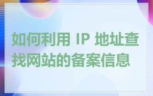 如何利用 IP 地址查找网站的备案信息