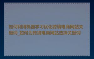 如何利用机器学习优化跨境电商网站关键词_如何为跨境电商网站选择关键词