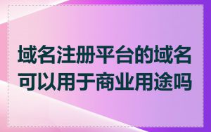 域名注册平台的域名可以用于商业用途吗
