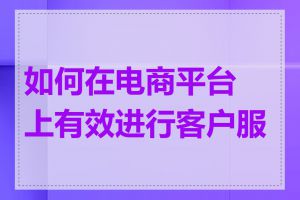 如何在电商平台上有效进行客户服务