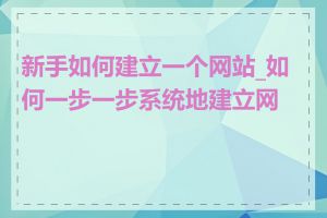 新手如何建立一个网站_如何一步一步系统地建立网站