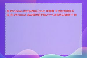 在 Windows 命令行界面 (cmd) 中查看 IP 地址有哪些方法_在 Windows 命令提示符下输入什么命令可以查看 IP 地址