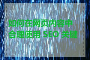 如何在网页内容中合理使用 SEO 关键词