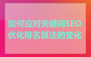 如何应对关键词SEO优化排名算法的变化