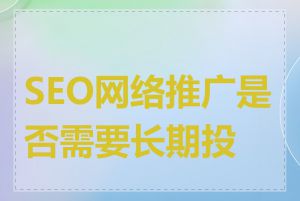 SEO网络推广是否需要长期投入