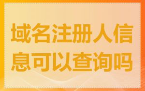域名注册人信息可以查询吗