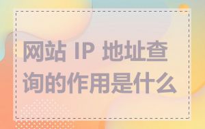 网站 IP 地址查询的作用是什么