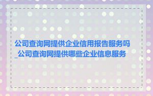 公司查询网提供企业信用报告服务吗_公司查询网提供哪些企业信息服务