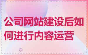 公司网站建设后如何进行内容运营