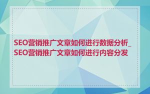 SEO营销推广文章如何进行数据分析_SEO营销推广文章如何进行内容分发