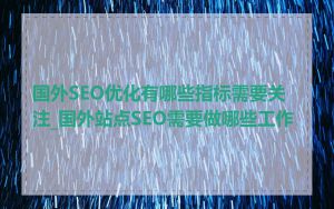国外SEO优化有哪些指标需要关注_国外站点SEO需要做哪些工作