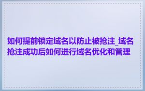 如何提前锁定域名以防止被抢注_域名抢注成功后如何进行域名优化和管理