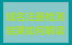 域名注册检测结果如何解读